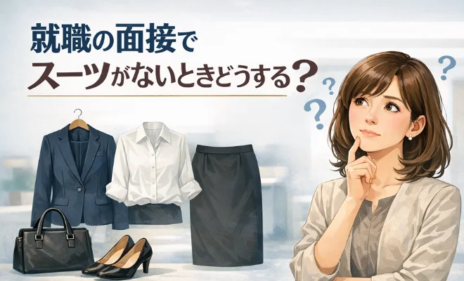 面接 スーツがない場合 40代50代女性服装画像