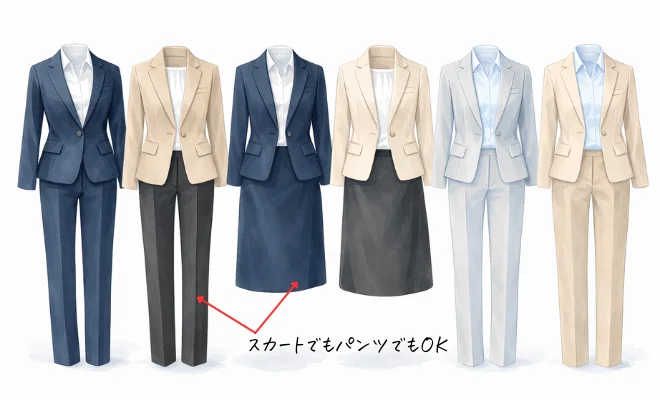 面接 スーツがない場合 40代50代女性服装画像